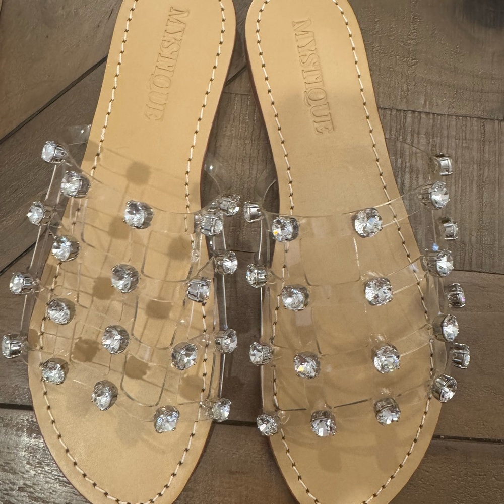 Women's Tan Sandals with Crystal Accents